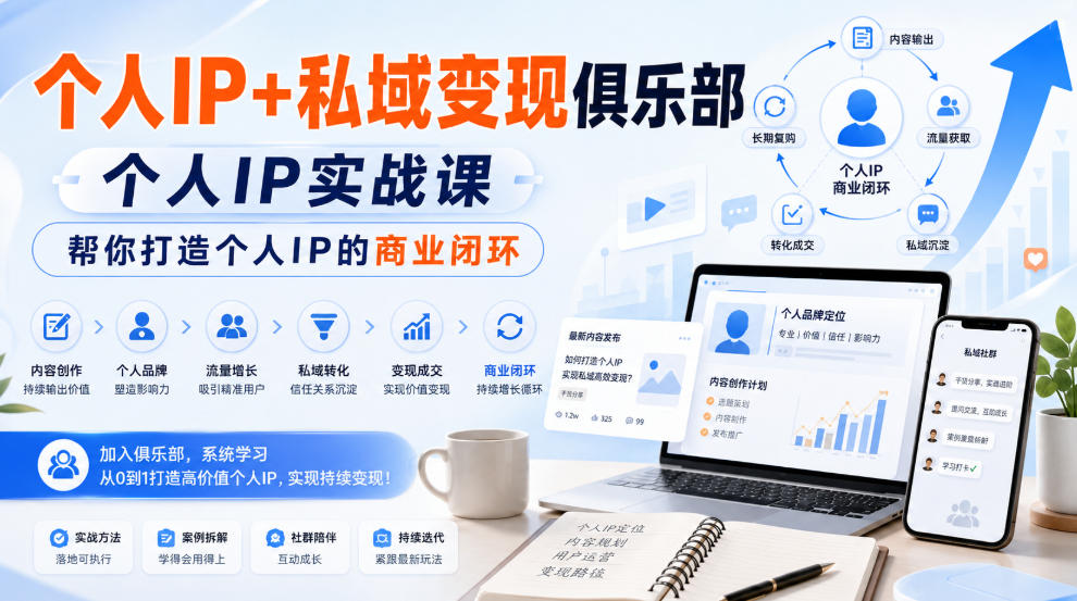 个人IP+私域变现俱乐部，个人IP实战课，帮你打造个人IP的商业闭环-米壳知道—知识分享平台