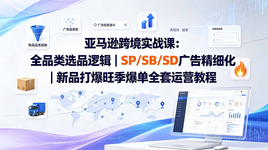 亚马逊跨境实战课-更新8月：全品类选品逻辑｜SP/SB/SD广告精细化｜新品打爆旺季爆单全套运营教程-米壳知道—知识分享平台