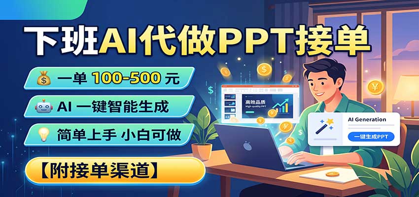 下班AI代做PPT接单，一单100-500，AI一键生成，小白也能做，附接单渠道-米壳知道—知识分享平台