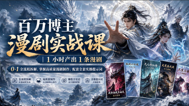 百万博主漫剧实战课｜1小时产出1条漫剧，0‑1全流程拆解，掌握高质量漫剧制作，配套全套实操提示词-米壳知道—知识分享平台