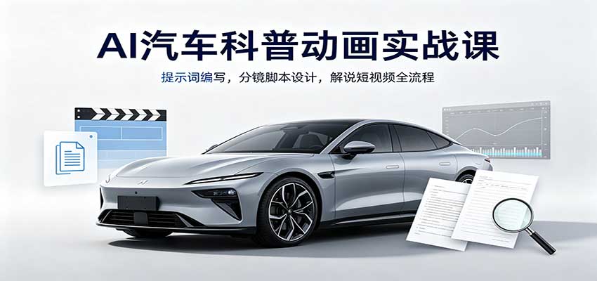 AI汽车科普动画实战课：提示词编写，分镜脚本设计，解说短视频全流程-米壳知道—知识分享平台