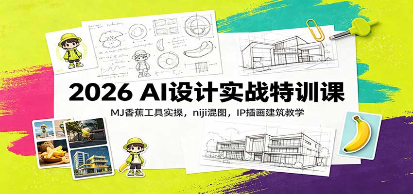 2026 AI设计实战特训课：MJ香蕉工具实操，niji混图，IP插画建筑教学-米壳知道—知识分享平台
