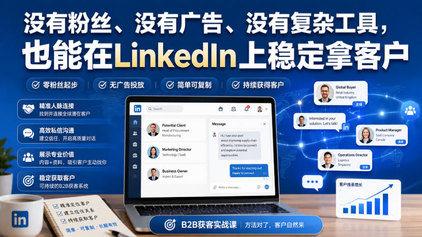 没有粉丝、没有广告、没有复杂工具,也能在LinkedIn上稳定拿客户【原创双语字幕】-米壳知道—知识分享平台