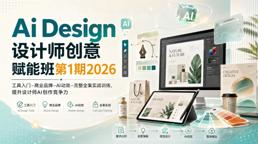 Ai Design设计师创意赋能班第1期2026｜工具入门‑商业品牌‑AI动效‑完整全案实战训练，提升设计师AI创作竞争力-米壳知道—知识分享平台