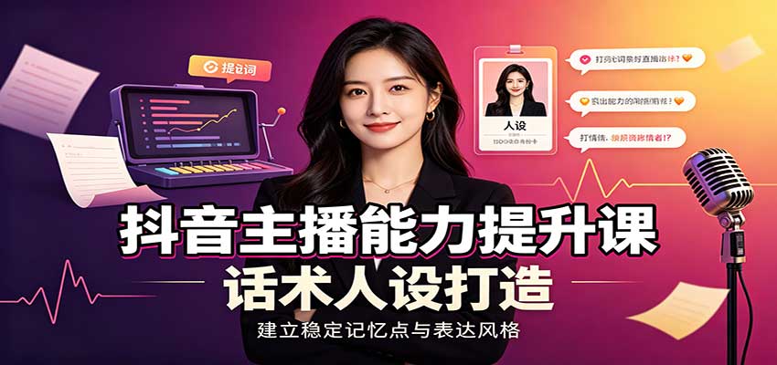 抖音主播能力提升课:账号底层逻辑,直播间搭建调试,话术人设打造全套教学-米壳知道—知识分享平台