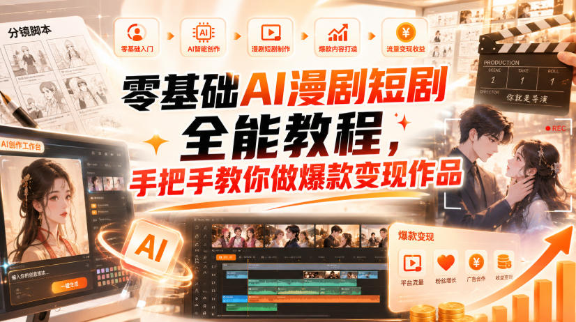零基础AI漫剧短剧全能教程，从AI智能体搭建、文案脚本分镜、多平台AI生视频、剪映精修，覆盖全题材创作，手把手教你做爆款变现作品-米壳知道—知识分享平台