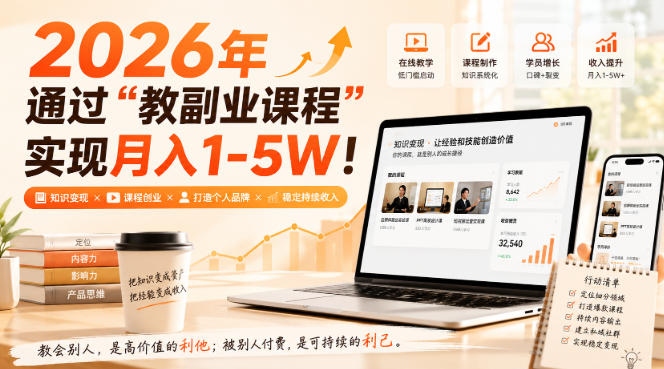 2026年通过“教副业课程”实现月入1-5W！毫无保留的全部教给你，长期稳定【揭秘】-米壳知道—知识分享平台