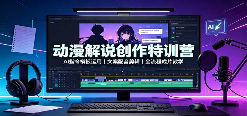 动漫解说创作特训营:AI指令模板运用,文案配音剪辑,全流程成片教学-米壳知道—知识分享平台