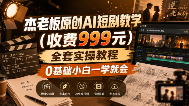 杰老板原创AI短剧教学(收费999元)，全套实操教程，0基础小白一学就会，非搬运技术-米壳知道—知识分享平台