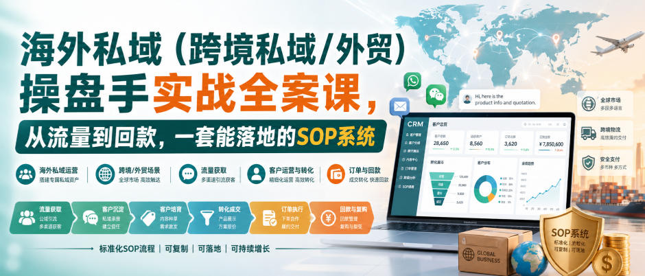 海外私域(跨境私域/外贸)操盘手实战全案课，从流量到回款，一套能落地的SOP系统-米壳知道—知识分享平台