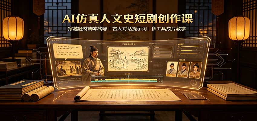 AI仿真人文史短剧创作课：穿越题材脚本构思，古人对话提示词，多工具成片教学-米壳知道—知识分享平台