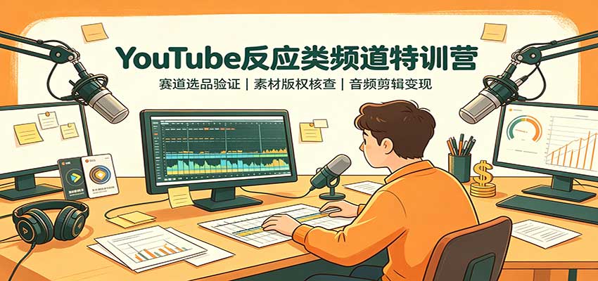 YouTube反应类频道特训营：赛道选品验证，素材版权核查，音频剪辑变现-米壳知道—知识分享平台