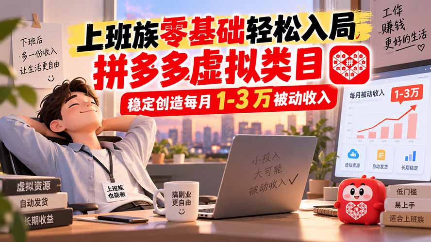 上班族零基础轻松入局，拼多多虚拟类目，稳定创造每月 1-3 万被动收入-米壳知道—知识分享平台