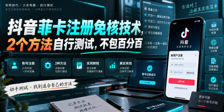 抖音菲卡注册免核技术，2个方法自行测试，不包百分百-米壳知道—知识分享平台