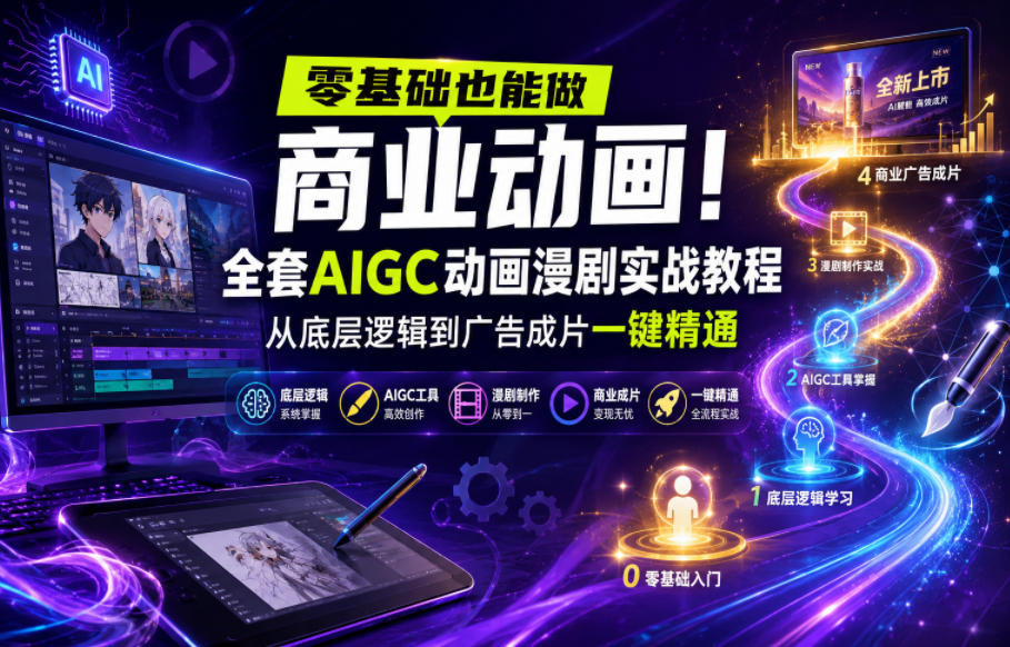 零基础也能做商业动画！全套AIGC动画漫剧实战教程，从底层逻辑到广告成片一键精通(更新0905)-米壳知道—知识分享平台