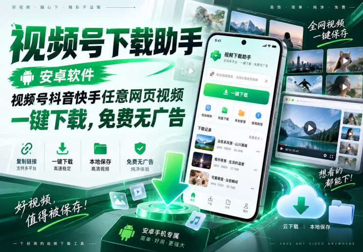 视频号下载助手，安卓软件，视频号抖音快手任意网页视频，一键下载，免费无广告-米壳知道—知识分享平台