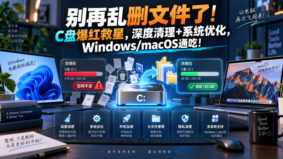 别再乱删文件了！C盘爆红救星，深度清理+系统优化，Windows/macOS通吃！-米壳知道—知识分享平台