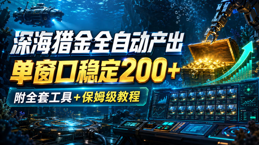 深海猎金全自动产出，单窗口稳定200+，附全套工具+保姆级教程【揭秘】-米壳知道—知识分享平台