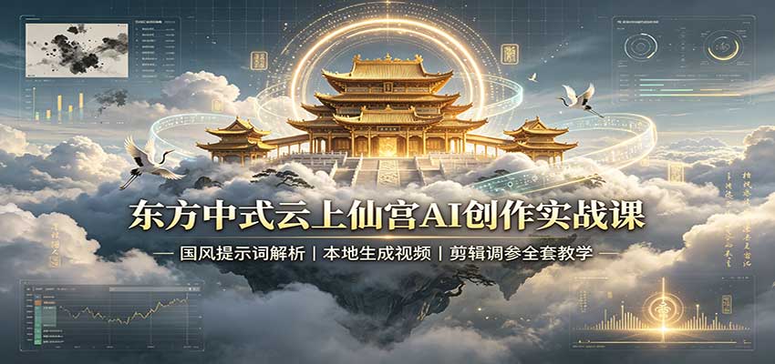东方中式云上仙宫AI创作实战课：国风提示词解析，本地生成视频，剪辑调参全套教学-米壳知道—知识分享平台