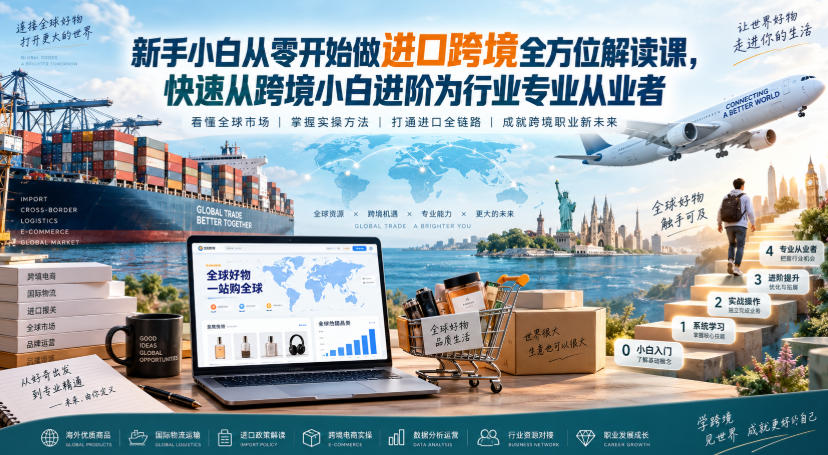 新手小白从零开始做进口跨境全方位解读课，快速从跨境小白进阶为行业专业从业者-米壳知道—知识分享平台