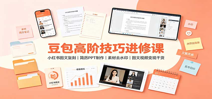 豆包高阶技巧进修课：小红书图文复刻，简历PPT制作，素材去水印，图文视频变现干货-米壳知道—知识分享平台