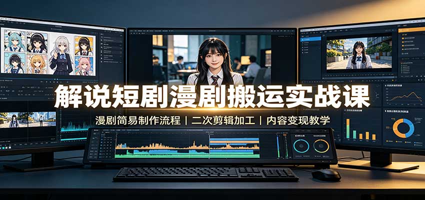 解说短剧漫剧搬运实战课：漫剧简易制作流程，二次剪辑加工，内容变现教学-米壳知道—知识分享平台
