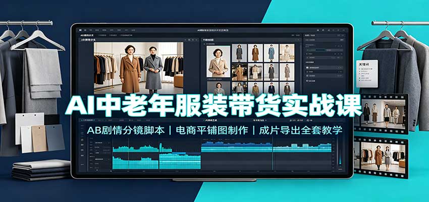 AI中老年服装带货实战课：AB剧情分镜脚本，电商平铺图制作，成片导出全套教学-米壳知道—知识分享平台