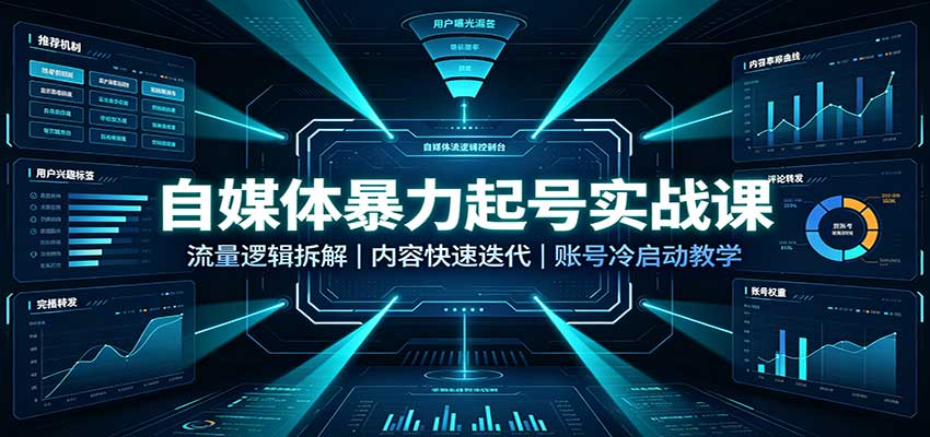 自媒体暴力起号实战课：流量逻辑拆解，内容快速迭代，账号冷启动教学-米壳知道—知识分享平台