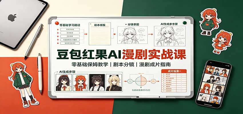 豆包红果AI漫剧实战课：零基础保姆教学，剧本分镜，漫剧成片指南-米壳知道—知识分享平台