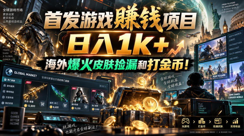 首发游戏賺钱项目，日入1k+，海外爆火皮肤捡漏和打金币！【揭秘】-米壳知道—知识分享平台