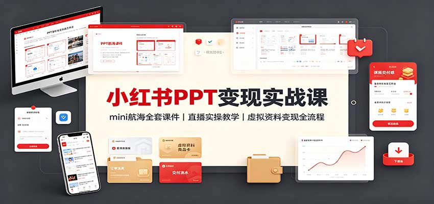 小红书PPT变现实战课：mini航海全套课件+直播实操教学，虚拟资料变现全流程-米壳知道—知识分享平台
