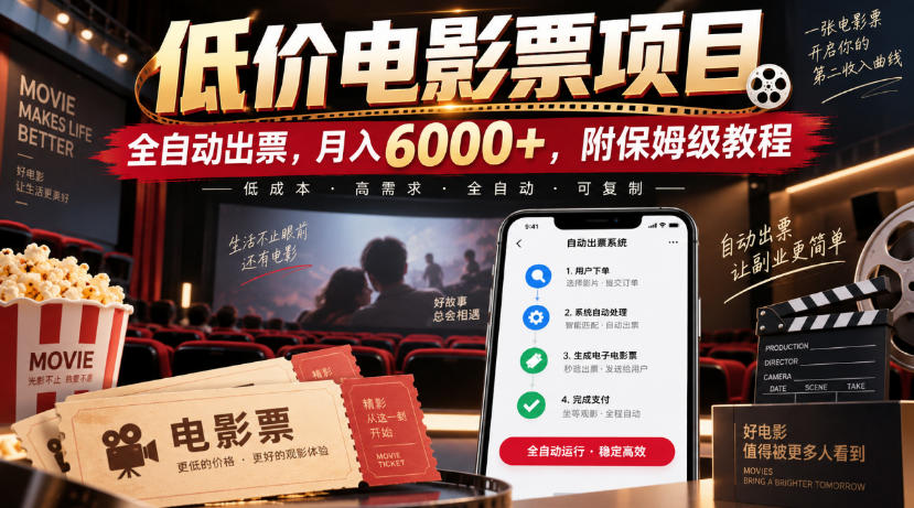 低价电影票项目，全自动出票，月入6000+，附保姆级教程【揭秘】-米壳知道—知识分享平台
