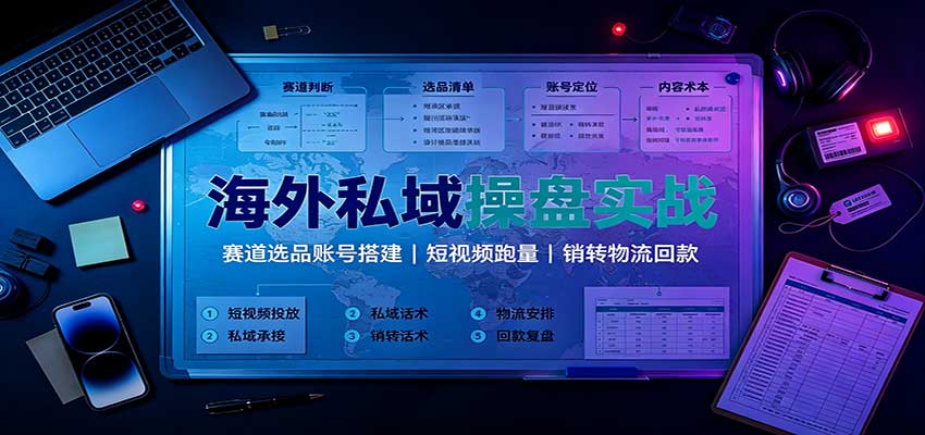 海外私域操盘实战:赛道选品账号搭建,短视频跑量,销转物流回款-米壳知道—知识分享平台