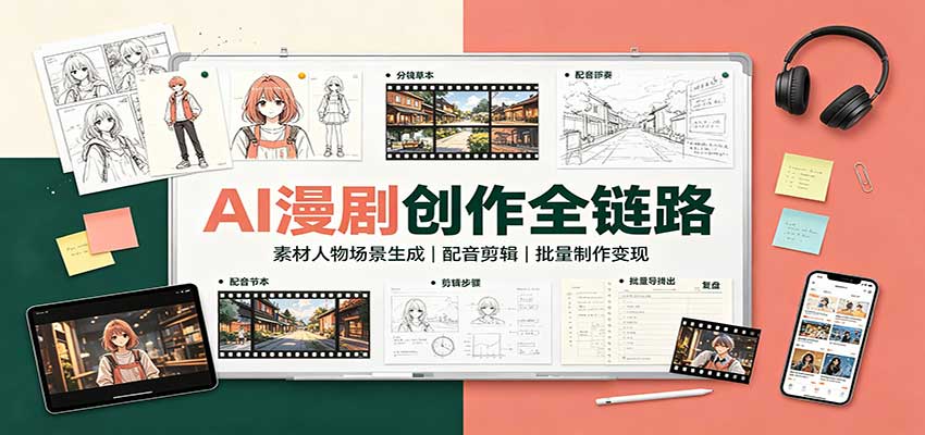 AI漫剧创作全链路:素材人物场景生成,配音剪辑,批量制作变现-米壳知道—知识分享平台