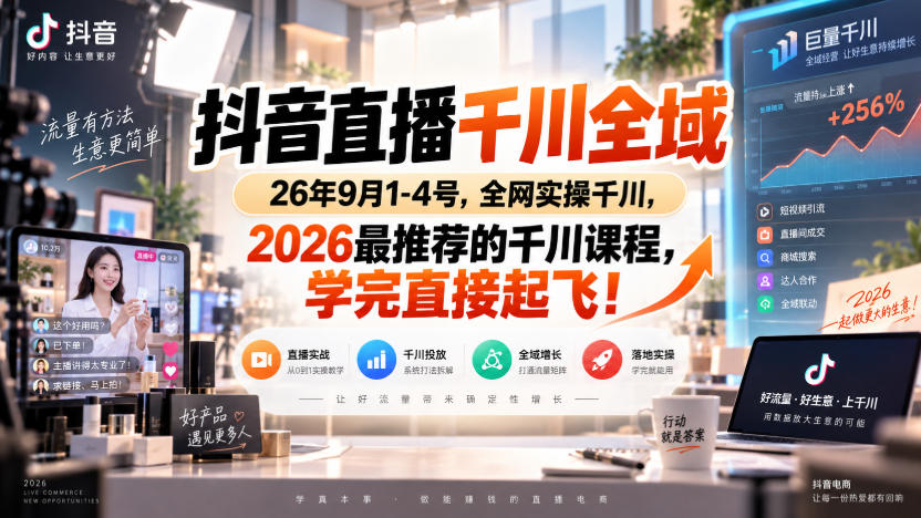 抖音直播千川全域26年9月1-4号，全网实操千川，2026最推荐的千川课程，学完直接起飞！-米壳知道—知识分享平台
