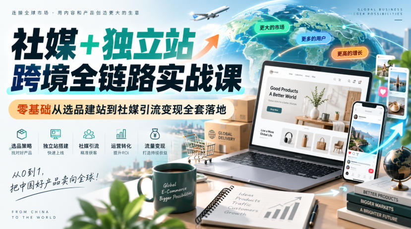 社媒+独立站跨境全链路实战课｜零基础从选品建站到社媒引流变现全套落地-米壳知道—知识分享平台