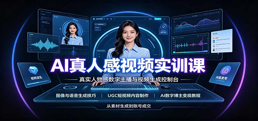 AI真人感视频实训课：图像语音生成，UGC内容制作，AI数字博主变现教程-米壳知道—知识分享平台