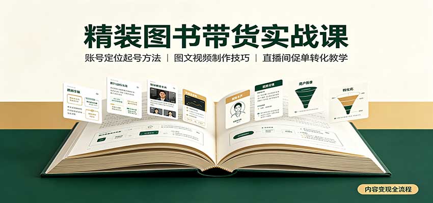 精装图书带货实战课：账号定位起号方法，图文视频制作，促单转化教学-米壳知道—知识分享平台