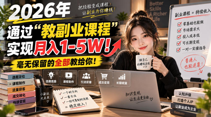2026年通过“教副业课程”实现月入1-5W！毫无保留的全部教给你！【揭秘】-米壳知道—知识分享平台