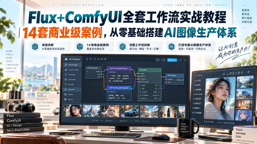 Flux+ComfyUI全套工作流实战教程｜14套商业级案例，从零基础搭建AI图像生产体系-米壳知道—知识分享平台