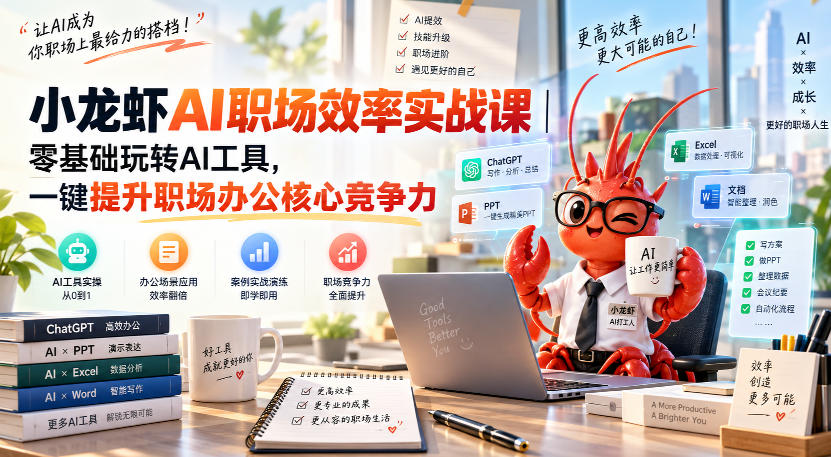 小龙虾AI职场效率实战课｜零基础玩转AI工具，一键提升职场办公核心竞争力-米壳知道—知识分享平台