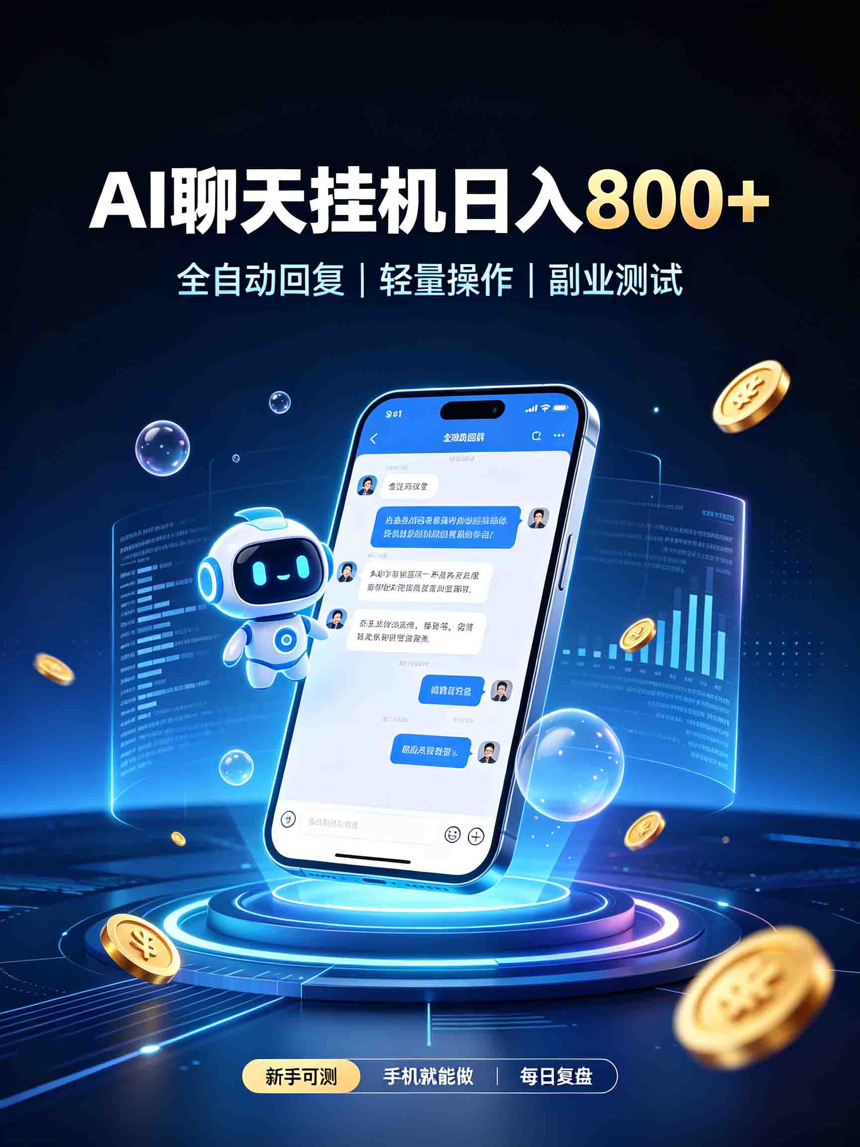 AI聊天挂机，日入800+，适用个人副业，工作室矩阵操作-米壳知道—知识分享平台