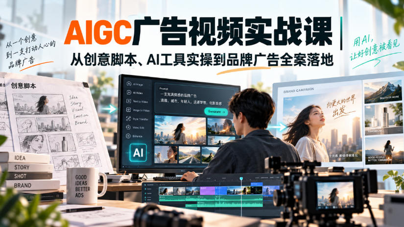 AIGC广告视频实战课｜从创意脚本、AI工具实操到品牌广告全案落地-米壳知道—知识分享平台