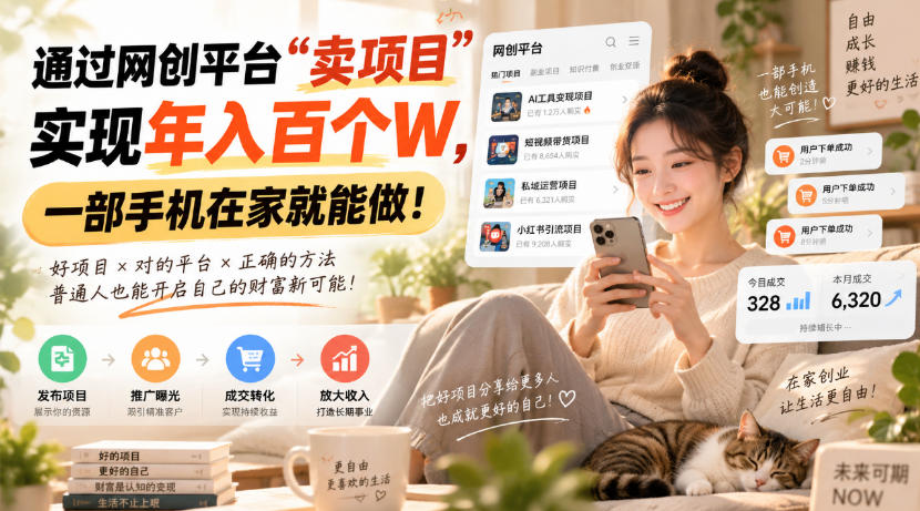 靠卖网创项目变现，一年拿下百万收益！一台手机就能操作！-米壳知道—知识分享平台