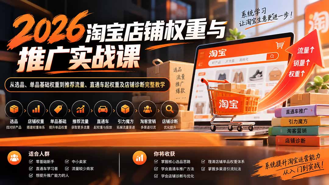 2026淘宝店铺权重与推广实战课：从选品、单品基础权重到推荐流量、直通车起权重及店铺诊断完整教学-米壳知道—知识分享平台