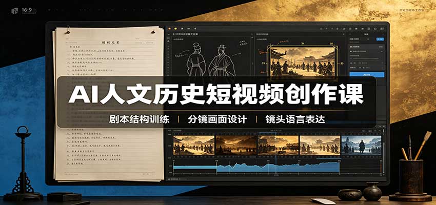 AI人文历史短视频创作课：赛道对标、剧本分镜制图，掌握视频完整产出流程-米壳知道—知识分享平台