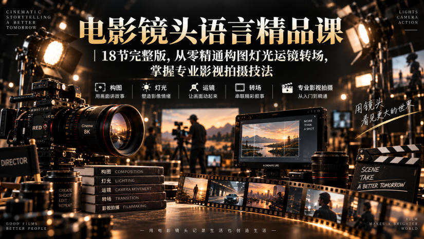 电影镜头语言精品课｜18节完整版，从零精通构图灯光运镜转场，掌握专业影视拍摄技法-米壳知道—知识分享平台
