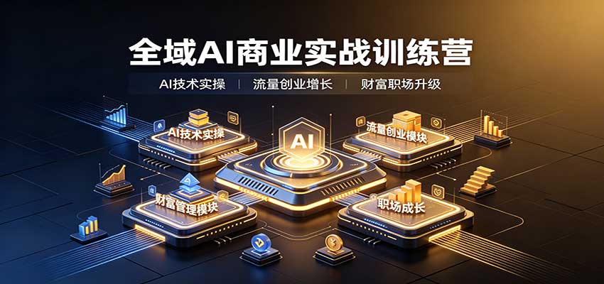 全域AI商业实战训练营：涵盖AI技术实操、流量创业、财富管理与职场成长全体系内容-米壳知道—知识分享平台