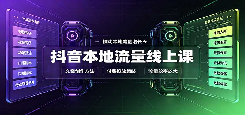 抖音本地流量线上课：账号搭建拍摄剪辑，文案创作与付费投放教学-米壳知道—知识分享平台