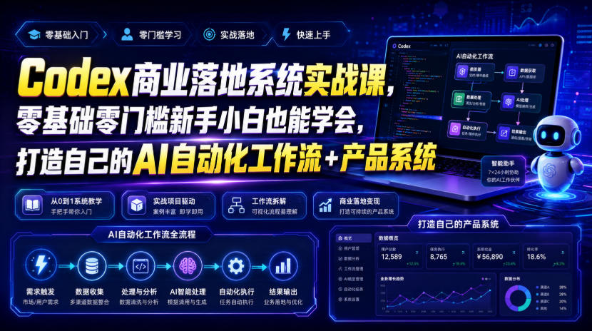 Codex商业落地系统实战课，零基础零门槛新手小白也能学会，打造自己的AI自动化工作流+产品系统(更新)-米壳知道—知识分享平台